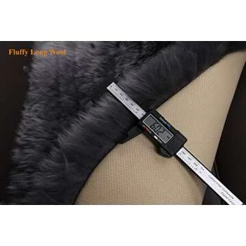 Sisha-A Premium Wholehide Sheepskin Cover, Ultra-Soft Natural Long Wool, 18x53 Inches Size, Ideal for Car Seats, Home Chairs, Office Desks & More Rear Charcoal Grey