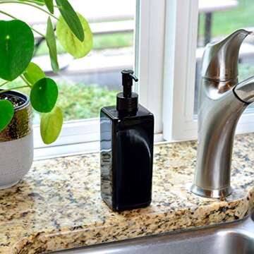 Youngever 5 Pack 16 Ounce Plastic Pump Bottles, Refillable Square Plastic Pump Bottles for Dispensing Lotions, Shampoos and More (Black)