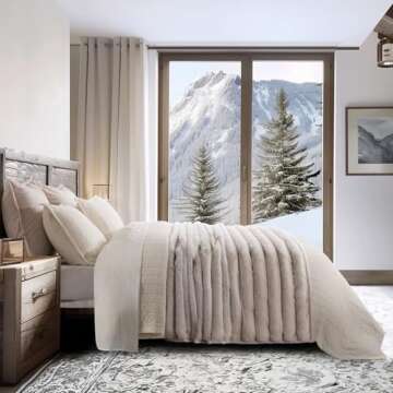 EVERGRACE Soft Luxury Faux Rabbit Fur Throw Blanket Cozy Fluffy Channel Design