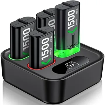 Upgraded Fast Charging Xbox Battery Packs with Dock - 4x3600mWh
