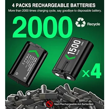 Fast Charging Xbox Battery Packs 4x3600mWh with Dock