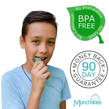 Munchables Dino Skull Sensory Chew Necklace - Safe Chewable Jewelry for Kids and Adults