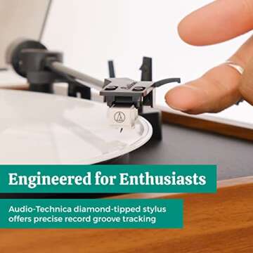 Electrohome Montrose Record Player Stereo System, 4" Bluetooth Powered Bookshelf Speakers, Belt-Driv...