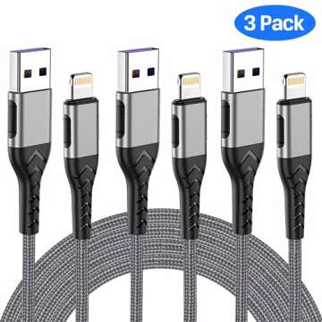 iPhone Charger, [Apple MFi Certified] 3Pack 3FT USB A Cable for Long Charger Cable, Fast iPhone Char...