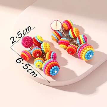 WASAIE Acrylic ball Beads Dangle Earrings for Women Statement Earring Candy Colored Drop Dangle Geometric Jewelry Earrings For Birthday Gift Party