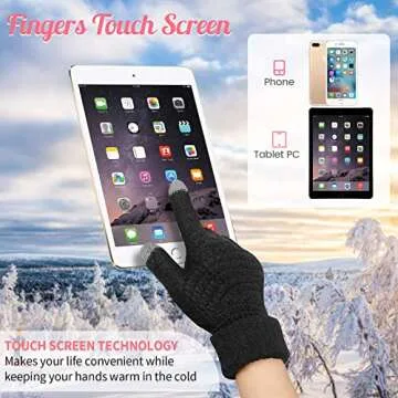 Jeere 4 Pcs Women Winter Glove and Hat Set Winter Hat Touchscreen Gloves Warm Knitted Beanie and Mittens for Women(Black, Beige)