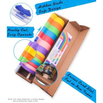 14 PCS Masking Painters Tape Colored 1 Inch 1/2 Inch with Dispenser - Rainbow Masking Tape 14 Pack X 16Yards - Multi Color Paper Tape for Kid Craft, Box Labeling，Teachers Classroom Floor Decorative