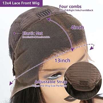 Maxine 32 Inch Ombre Highlight Lace Front Human Hair Wig 180% Density Brown Blonde Mixed Color Brazilian Virgin Straight Hair 13x4 Straight Colored Lace Front Wig Human Hair for Black Women