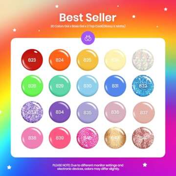 Beetles Gel Polish Set 20 Colors Glitter Pink Red Green Blue Nail Polish Glitter Bright Rainbow Coll...