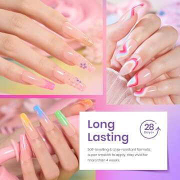 Beetles Gel Polish Set 20 Colors Glitter Pink Red Green Blue Nail Polish Glitter Bright Rainbow Collection Sparkle Gel Base Glossy & Matte Top Coat UV Gel Gift for Women & Girls