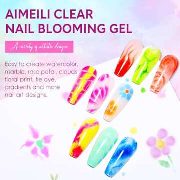 AIMEILI Nail Blooming Gel Nail Art Blossom Gel Soak Off U V LED Clear Blooming Gel for Spreading Eff...