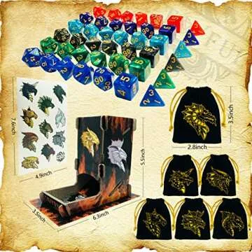 Stylish TOYFUL DND Dice Set with Tower & Bags