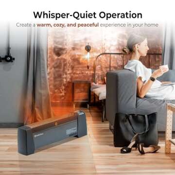 Comfort Zone Baseboard Space Heater with Digital Thermostat, Electric, Dent-Proof End Panels, Overheat Protection, Tip-Over Switch, & Stay-Cool Body, Ideal for Home, Bedroom, & Office, 1,500W, CZ650B