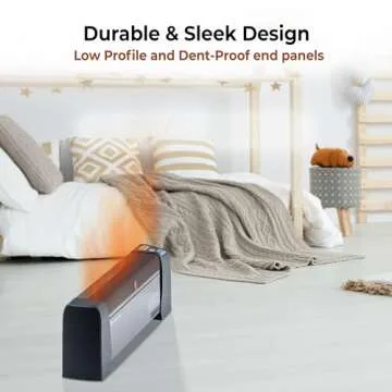 Comfort Zone Baseboard Space Heater with Digital Thermostat, Electric, Dent-Proof End Panels, Overheat Protection, Tip-Over Switch, & Stay-Cool Body, Ideal for Home, Bedroom, & Office, 1,500W, CZ650B