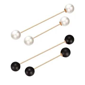 4 Pieces Sweater Shawl Clips Pearl Brooch Pins for Women Cardigan Sweater Clip Double Faux Pearl Bro...