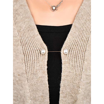 Elegant 4 Piece Double Faux Pearl Shawl Clips