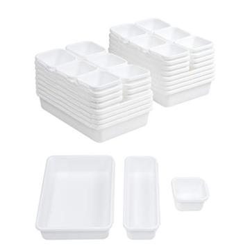 BYCY 32 PCS Drawer Organizers Office Interlocking Drawer Organizers Tray Dividers Storage Bins(32 Pa...