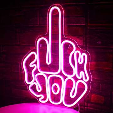 FAXFSIGN Letters Gesture Neon Signs for Wall Pink LED Neon Lights USB Neon Wall Light Neon Bar Light Up Sign for Bedroom Party Pub Game Zone Decoration