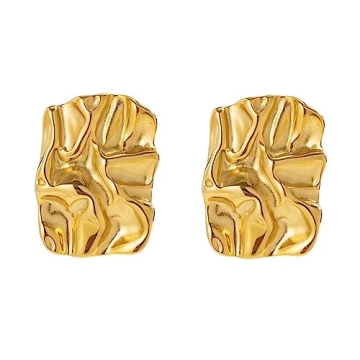 Chunky Gold Rectangle Stud Earrings for Women, Dainty Thick Stud Earrings, Minimalist Geometric Earr...