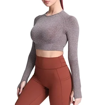 Aoxjox Vital Workout Long Sleeve Crop Tops for Women