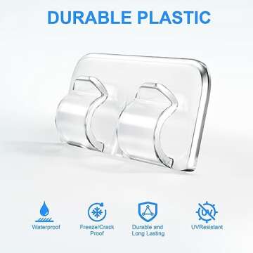 Hooks for Outdoor String Lights Clips: 26Pcs Heavy Duty Light Hook with Waterproof Adhesive Strips -...