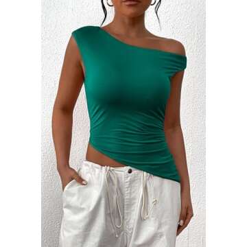 Shop PRETTYGARDEN Off The Shoulder Crop Tops for Summer