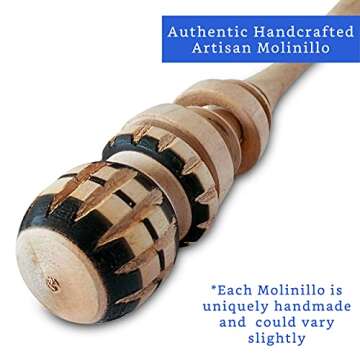 Authentic Artisanal Molinillo Hot Chocolate Frother (SMALL CUP SIZE) - Handmade Wooden Whisk for Mex...