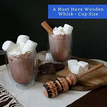 Authentic Artisanal Molinillo Hot Chocolate Frother (SMALL CUP SIZE) - Handmade Wooden Whisk for Mexican Hot Chocolate - Molinillo para Chocolate - Wooden Wisk - Traditional Mexican Cookware