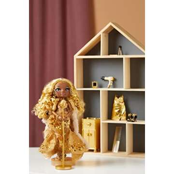 Rainbow High Rainbow Vision Rainbow Divas- Meline Luxe (Gold Yellow) Posable Fashion Doll with 2 Des...