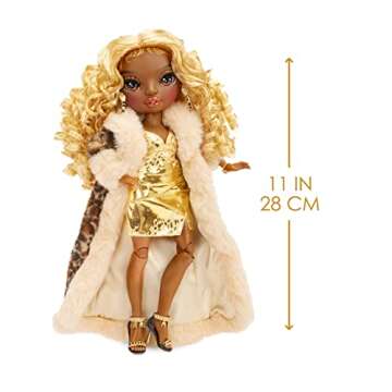 Rainbow High Rainbow Vision Rainbow Divas- Meline Luxe (Gold Yellow) Posable Fashion Doll with 2 Designer Outfits to Mix & Match + Vanity Playset, Great Toy Gift for Kids 6-12 Years Old & Collectors