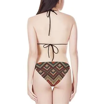 Stylish JEOCODY Aztec Print High Waist Bikini Set