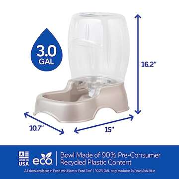 Petmate Pet Cafe Waterer Cat and Dog Water Dispenser 4 Sizes, 3 GAL, Pearl Tan, Made in USA