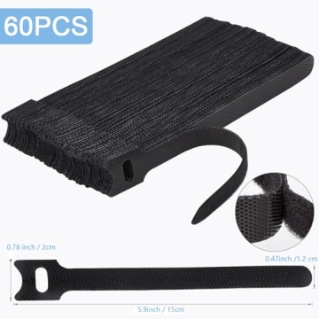 Adjustable 6 Inch Reusable Cable Ties - 60 PCS