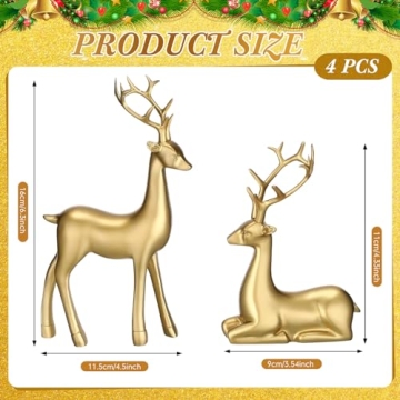 Thyle 4 Pcs Christmas Deer Figurines Set for Home Decor
