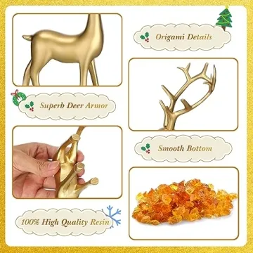 Thyle 4 Pcs Christmas Deer Figurines Set for Home Decor