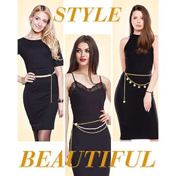 3 Pieces Belly Waist Chain Multi Layer Metal Waist Chain Body Summer Beach Chain for Women and Girls...