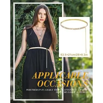 3 Pieces Belly Waist Chain Multi Layer Metal Waist Chain Body Summer Beach Chain for Women and Girls (Elegant Style)