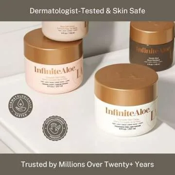 InfiniteAloe Complete Skin Care, Aloe Vera Powered Face and Body Cream for Dry Skin Relief, Fragrance Free - 4 Large Jar 8 oz & 4 Travel Jar 0.5 oz