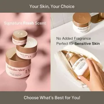 InfiniteAloe Complete Skin Care, Aloe Vera Powered Face and Body Cream for Dry Skin Relief, Fragrance Free - 4 Large Jar 8 oz & 4 Travel Jar 0.5 oz