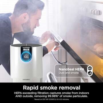 Shark Air Purifiers For Home Pets, 2 Pack, Allergies, Pet Hair, HEPA Air Filter, 500 Sq Ft, Small Room, Bedroom, Odor Eliminator Clean Sense, Captures 99.98% of Particles, Pet Dander, Fur, HP102PK2