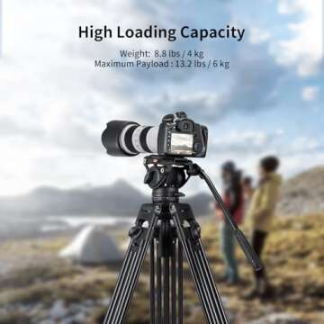 Cayer BV30L Video Tripod System, 72" Heavy Duty Aluminum Twin Tube Tripod with K3 Fluid Head, 75mm Flat Base, Max Load 13.2lbs, for DSLR Cameras, Camcorders, Includes 2 Quick Release Plates