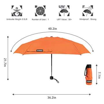Yoobure Small Mini Umbrella with Case Light Compact Design Perfect for Travel