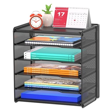Samstar 5-Tier Mesh Desk Organizer Black Letter Tray