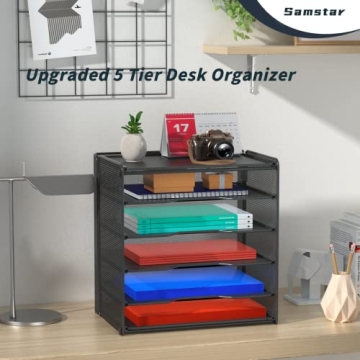 Samstar 5-Tier Mesh Desk Organizer Black Letter Tray