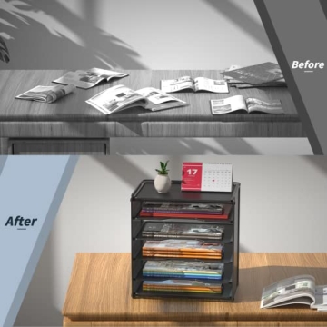 Samstar 5-Tier Mesh Desk Organizer Black Letter Tray