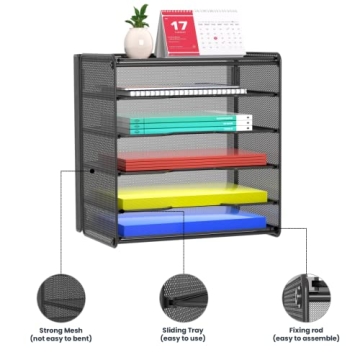 Samstar 5-Tier Mesh Desk Organizer Black Letter Tray