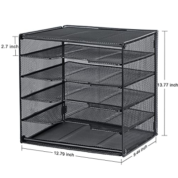 Samstar 5-Tier Mesh Desk Organizer Black Letter Tray
