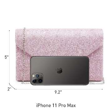 Dasein Women Glitter Evening Bags Formal Clutches Wedding Purses Party Dressy Clutch Purse Cocktail Prom Handbags (Pink)