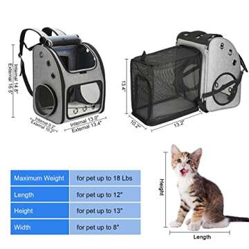 COVONO Expandable Pet Carrier Backpack for Cats, Dogs and Small Animals, Portable Pet Travel Carrier...