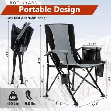 Heated Camping Chair Portable for Outdoor Sports, Heavy Duty Heated Folding Lawn Chair Support 400lbs, Collapsible Heated Seat with Cup Holder&Carry Bag for Outside, Gray(12V Battery Pack Required)…
